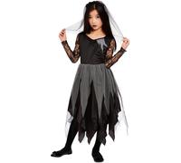 (Small (Age 4-6)) Girls Black Graveyard Bride Costume