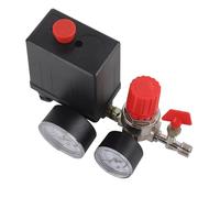 Small Air Compressor Pressure Switch Control Valve Regulator with Gauges, Air Compressor Valve for Fast Pressure Reduction, Piston Seal V - Type Design, Lightweight E