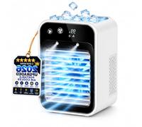 Small Air Conditioning Unit, Portable Mini Air Cooler with 500ml Water Tank, 3 Speeds, Quiet USB Rechargeable Cooling Fan with Ice for Bedroom, Home Office, Desktop, Tent and Camping，Digital Display