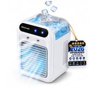 Small Air Conditioning Unit, Portable Mini Air Cooler with 500ml Water Tank, 3 Speeds, Quiet USB Rechargeable Cooling Fan with Ice for Bedroom, Home Office, Desktop, Tent and Camping，Standard