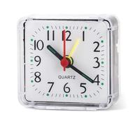 Small Alarm Clock, Mini Square Travel Alarm Clock Bedside Battery Powered Digital with Large Display Snooze Function Silent Operation for Heavy Sleeper Portable Bedside Clock for Travel Bedroom Office