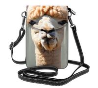 Small Alpaca avatar Crossbody Cell Phone Purse for Women, Leather Flip Cover Waist Bag with Detachable Strap