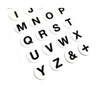 Small Alphabet A-Z Stickers, Black Letters on White 18mm (0.7 inch) Round Circular Sticky Labels
