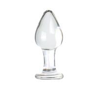 Small Anal Plug Dildo Crystal Mushroom Shape Glass Massage Transparent Glass Anal Trainer Butt Plug Sex Toys for Men Women Gay and Couples