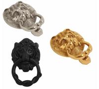 Small and Large Lions Head Urn Door Knocker in Brass, Chrome and Black Antique (Polished Chrome, 3 3/4")