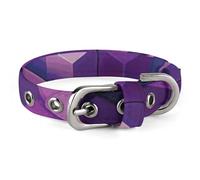Small and Medium Pet Collars Adjustable Pet Collar Oxford Cloth Abstract Color Cubes Purple Printing Pet Collar Personalized Cat Dog Collar