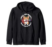 Small and Mighty Corgi Art Lovers Funny Casual Vibes Zip Hoodie