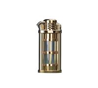 Small and portable antique kerosene lighter, grinding wheel ignition transparent fuel tank, exquisite and simple, very suitable for gift giving and collection (gold)(Metallic)