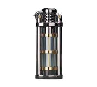 Small and portable antique kerosene lighter, grinding wheel ignition transparent fuel tank, exquisite and simple, very suitable for gift giving and collection (gold)(Black)