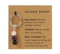 Small and Tiny Natural Stone Bead Keychain with Greeting Card - Anxiety Relief Keychain Gift - Beautifully Crafted Healing Stones for Stress Relief - Inspirational Gift for Friends and Family