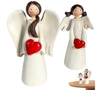 Small Angel Figurines, 2PCS Resin Angel Statues Holding Heart, 4.7＆3.7 inch Gifts for Women Mom, Collectible Decor for Home Table Decor..