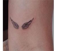 Small Angel Wing Herbal Temporary Tattoo Stickers For Arms, Collarbones, And Wrists; Non-reflective; Long-lasting (2 Weeks); Fake Tattoos(2pcs)