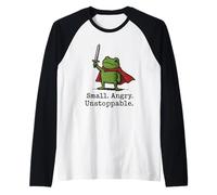 Small Angry Unstoppable Frog Funny Gaming Cute Warrior Frogs Raglan Baseball Tee