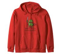 Small Angry Unstoppable Frog Funny gaming Cute warrior frogs Zip Hoodie