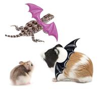 Small Animal Bat Wings, Hamster Black Pink Leather Costume, Guinea Pig Halloween Pet Apparel, Cute Mini Rat Party Clothes, Photos, for Squirrel Hedgehog Chinchilla Ferret Reptile (Black+Pink)