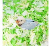 Small Animal Bedding, Bird Cozy Nesting Cotton Paper Material, Enhance Breeding Environment, Low Dust Odor Control for Birds Parrots Parakeets Guinea Pigs Rabbits Hamsters 0.92lb (Yellow and Green)