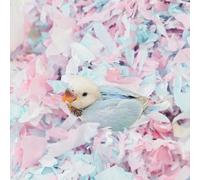 Small Animal Bedding, Bird Cozy Nesting Cotton Paper Material, Enhance Breeding Environment, Low Dust Odor Control for Birds Parrots Parakeets Guinea Pigs Rabbits Hamsters 0.92lb (Pink and Blue)