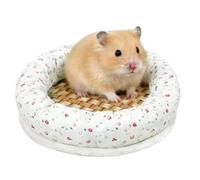 Small Animal Beds | Breathable with Cute Floral Pattern and Circular Shape - Natural Straw Hamster Nest Sofa Cage for Small Animals such as Hedgehog and Chinchillas Sleeping Play and Play