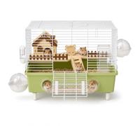 Small Animal Cage, 2-Levels Large Metal Dwarf Hamster Cage with All Accessories, Chew-Proof Gerbil Pet Mice Rat Mouse Habitat Home with Exercise Wheel, Water Bottle, Food Bowl, Ramps, 47.5*30*32.5cm