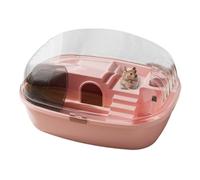 Small Animal Cage - Acrylic Dome Unit, Transparent Shelter | Gerbil Carrier - Pod Setup with Food Bowl, Water Bottle Nest Box for Mice House Playground Base Hamster Enclosure Kennel Ab