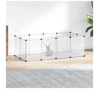 Small Animal Cage Black PP & Steel 144x74x46.5cm Foldable Playpen Panels Stable
