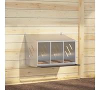 Small Animal Cage, Chicken Nesting Box with 3 Compartments, Galvanised Silver Metal, Cage for Cats, Hamsters, Rabbits, Pets