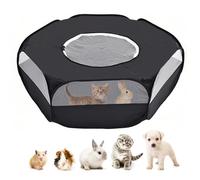 Small Animal Cage, Hamster Playpen, Guinea Play Pen with Cover, Outdoor/Indoor Pet Pop up Playpen, Hamster Run Playpen Tent Perfect for Rabbit Guinea Pig Rat Puppy (Black)