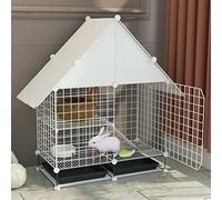 Small Animal Cage, Pet Cage, Bunny Cage with Removable Pull-Out Trays Water proof Roof Accessories 2 Tier(White)