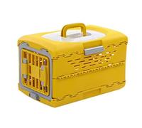 Small Animal Cage, Puppy Car Carrier with Handle, Portable Cat Cage for Road Trips At Home Retreats Easy Unfolding Space Saving Design(Yellow)