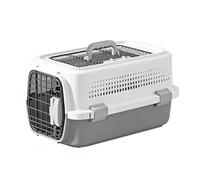 Small Animal Cage, Two Door Plastic Pet Kennel Top Front Loading, Portable Puppy Pet Crate for Travel Indoor Outdoor Use Wait(Grey,58cm)