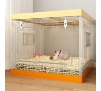 Small Animal Cage with Clear Front Door, Ideal for Hamsters, Chinchillas, and Reptiles, Easy Access Design