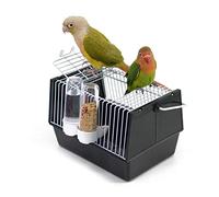 Small Animal Carrier,Portable Bird Out Cage,With 2 Feeders,Bird Transport Cage,For Small Budgie Finch Canary(Black)