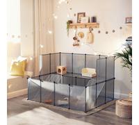 Small Animal Enclosure Modular Fence Pet Playpen DIY SONGMICS Grey One Size