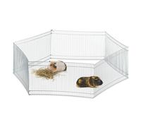 Relaxdays Free Range Pen, 6 Panels, Close-Meshed, Enclosure for Guinea Pigs and More, 27 cm Tall, Silver