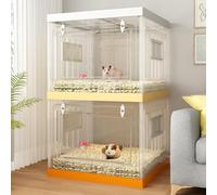 Small Animal Habitat with Clear Front Door, Easy Access for Chinchillas, Rutin Chickens, and Lizards