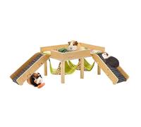 Small Animal Hammock House - 2-Tier Removable, Climbing Stairs, Multi-Level Shelter, Playground Structure, Reliable Cage Environment for Hamsters, Rabbits, Guinea Pigs, Chinchi
