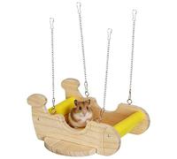 Small Animal Hammocks, Aircraft Shaped Wooden Swing Toy for Pets - Swing Hammock for the Cage, for Hamsters, Gerbils, Hedgehog, Chinchilla, Dwarf Rabbits, Ferrets, Guinea Pigs
