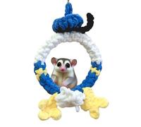 Small Animal Hanging Swing Toy, Handmade Sugar Glider Climbing Toys Crochet Ring With Flowers Pet Cage Accessories Decoration Suitable for Birds Squirrels Golden & Hamsters