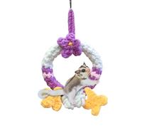 Small Animal Hanging Swing Toy, Handmade Sugar Glider Climbing Toys Crochet Ring With Flowers Pet Cage Accessories Decoration Suitable for Birds Squirrels Golden & Hamsters