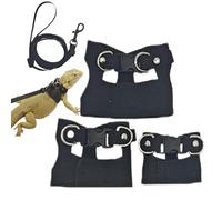 Small Animal Harness | Adjustable PU Leather Harness with Pull Rope, 3X Harnesses for Lizard, Squirrel, Chameleon, Hamster