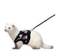 Small Animal Harness and Leash Set, Leopard Print Ferret Leash and Harness Soft Ferret Clothes Outdoor Walking Accessories for Tiny Animals Rabbit Guinea Pig Hamster Cat Puppy Kitten Bearded Dragon