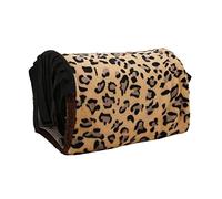 Small Animal Hide Pipe, Convenient Tunnel for Pet Shadows Shadowing the Beautiful Leopard Detachable Leopard with Fringed Curtain for Guinea Pig for Hamster (Beige)