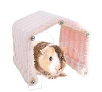 Small Animal Hide, Plush Pet House with Acrylic Door 7.87x7.87x8.07 Inches, Cozy Habitat Decoration, Soft Bed Shelter for Hedgehog Rest, Sleeping, Playtime Comfort