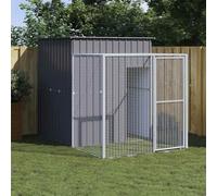 Small Animal House Dwarf Rabbit Hutch Chicken Cage with Run Anthracite 165 x 251 x 181 cm Galvanised Steel Pet House for Indoor and Outdoor Use