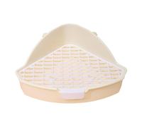 Small Animal Litter Box Corner Cage Toilet Tray with Removable Grid for Ferrets Chinchillas Squirrels Rats Guinea Pigs Bunnies- white