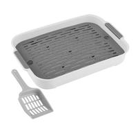 Small Animal Litter Box for Pet Toilet Training, Plastic Tray with Removable Mesh & Scoop for Guinea Pig Hamster (WHITE)