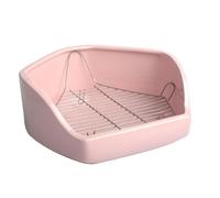 Small Animal Litter Box - Pentagon Corner Toilet Pan, Cage Waste Basin, Removable Wire Floor Grid, Sanitary Indoor Habitat Management, Pet Hygiene Accessory for Rabbits and Poultry