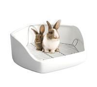 Small Animal Litter Box - Pentagon Corner Toilet Pan, Cage Waste Basin, Removable Wire Floor Grid, Sanitary Indoor Habitat Management, Pet Hygiene Accessory for Rabbits and Poultry