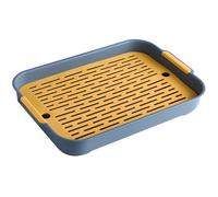 Small Animal Litter Box with Removable Grid, Large Double-Layer Toilet Tray for Rabbits, Guinea Pigs, Ferrets, Chinchillas & More, 14.4×9.6×2, Mess-Free Design, Easy Cleaning (Blue)