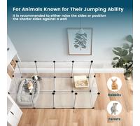 Small Animal Pen, Pet Playpen with Floor, Pet Fence Indoor, White / 143 x 73 x 46 cm